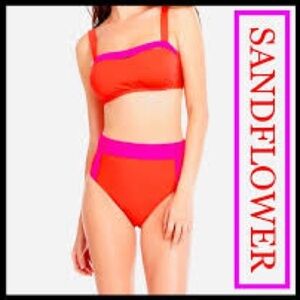 Sandflower Colorblock High-Waist Bikini Bottoms & Top NWT